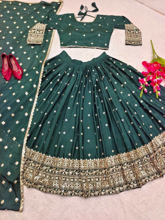 Royal Purple Velvet Anarkali Lehenga Set with Intricate Embroidered Border & Dupatta