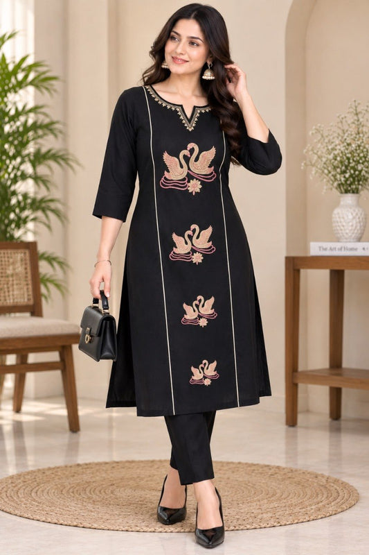 Cotton Blend Daily Wear Kurti With Bottom Collection