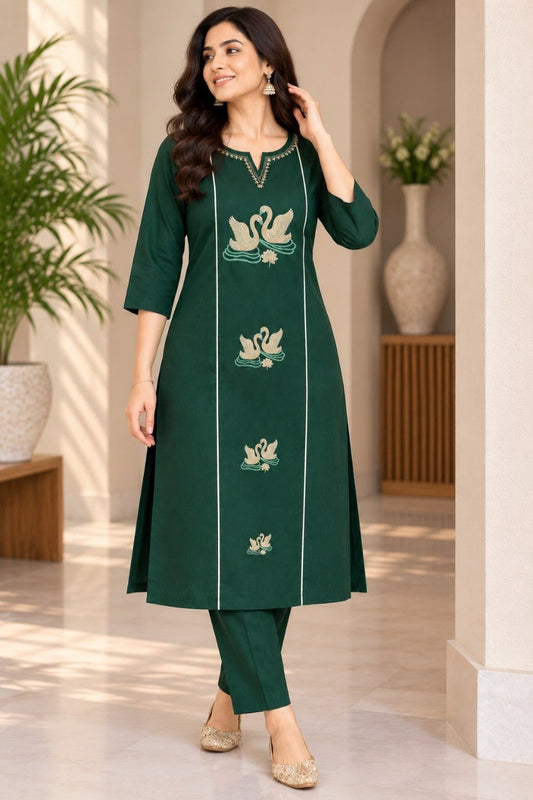 Cotton Blend Daily Wear Kurti With Bottom Collection