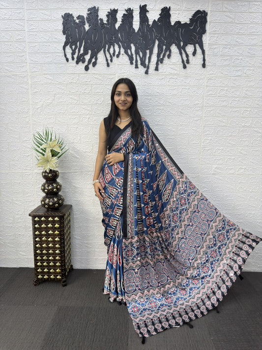 Mirror Work Bandhani Saree