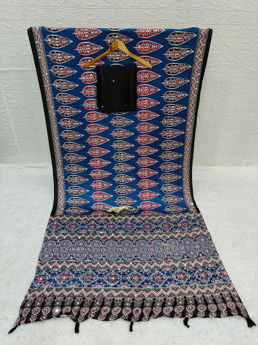 Mirror Work Bandhani Saree