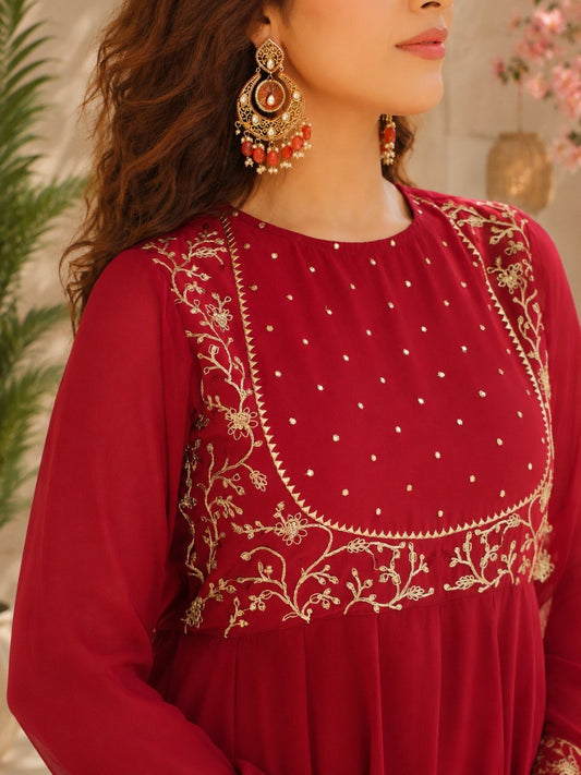Women Ethnic Motifs Embroidered Empire Kurta with Palazzos & With Dupatta