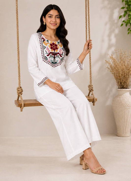 Embroidered Tunic with Palazzos