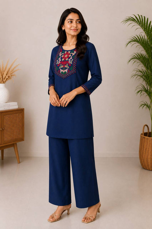 Embroidered Tunic with Palazzos
