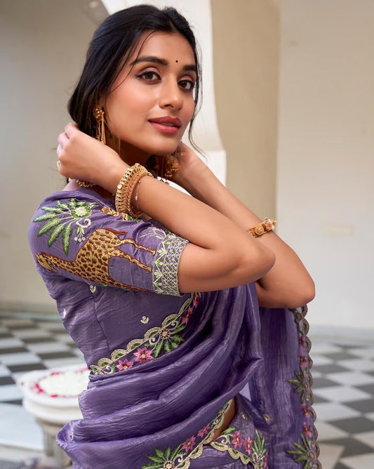 Lehenga Saree with Dupatta With Embroidered