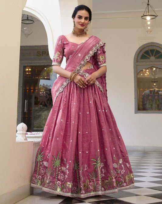 Lehenga Saree with Dupatta With Embroidered