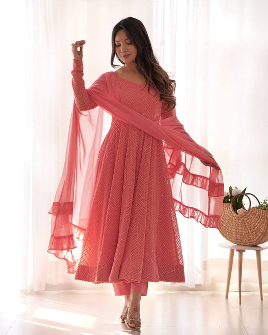 Sequined Anarkali Suit Set with Dupatta â€“ Elegant Party & Festive Wear