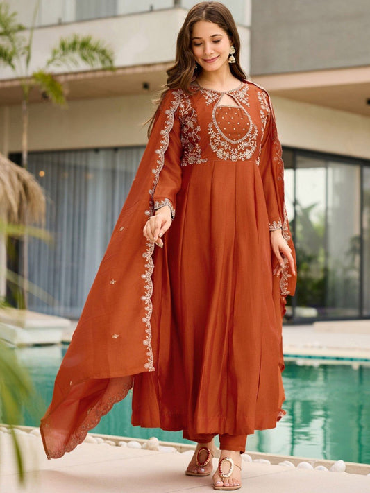 Women Ethnic Motifs Embroidered Thread Work Kurta with Trousers & Dupatta