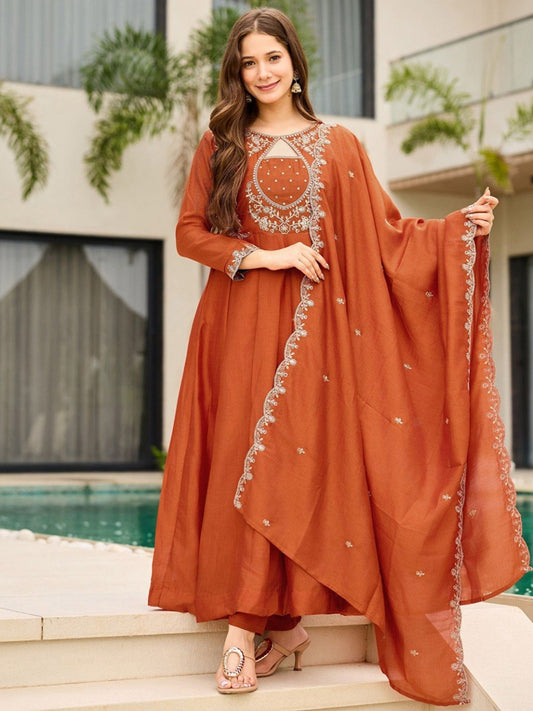 Women Ethnic Motifs Embroidered Thread Work Kurta with Trousers & Dupatta