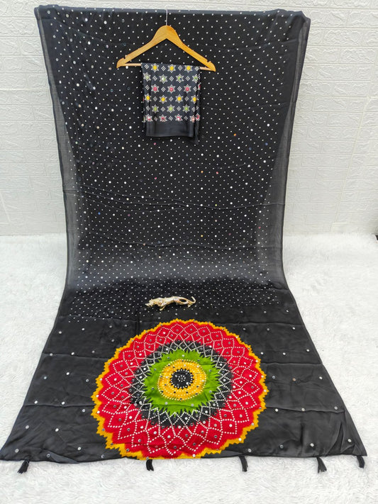 Multicolor Embroidered Bandhani Dupatta Collection & Real Mirror Work