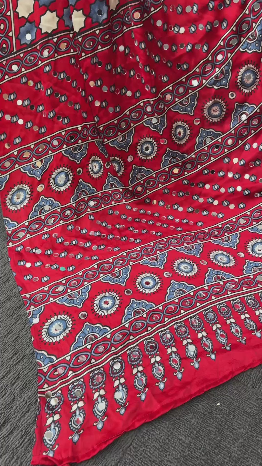 Women's  Printed Silk Natural Soft Real Mirror WorkSaree & Blouse (Unstitched).