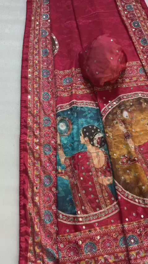 Durga Puja Special Red Traditional Designer Saree | Nagnath Fashion