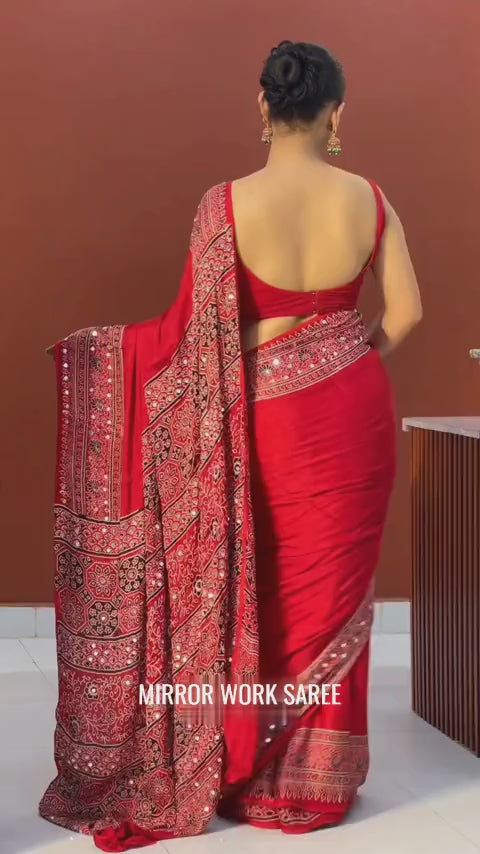 Ajrakhi Crepe Silk Ajarakh Print Saree