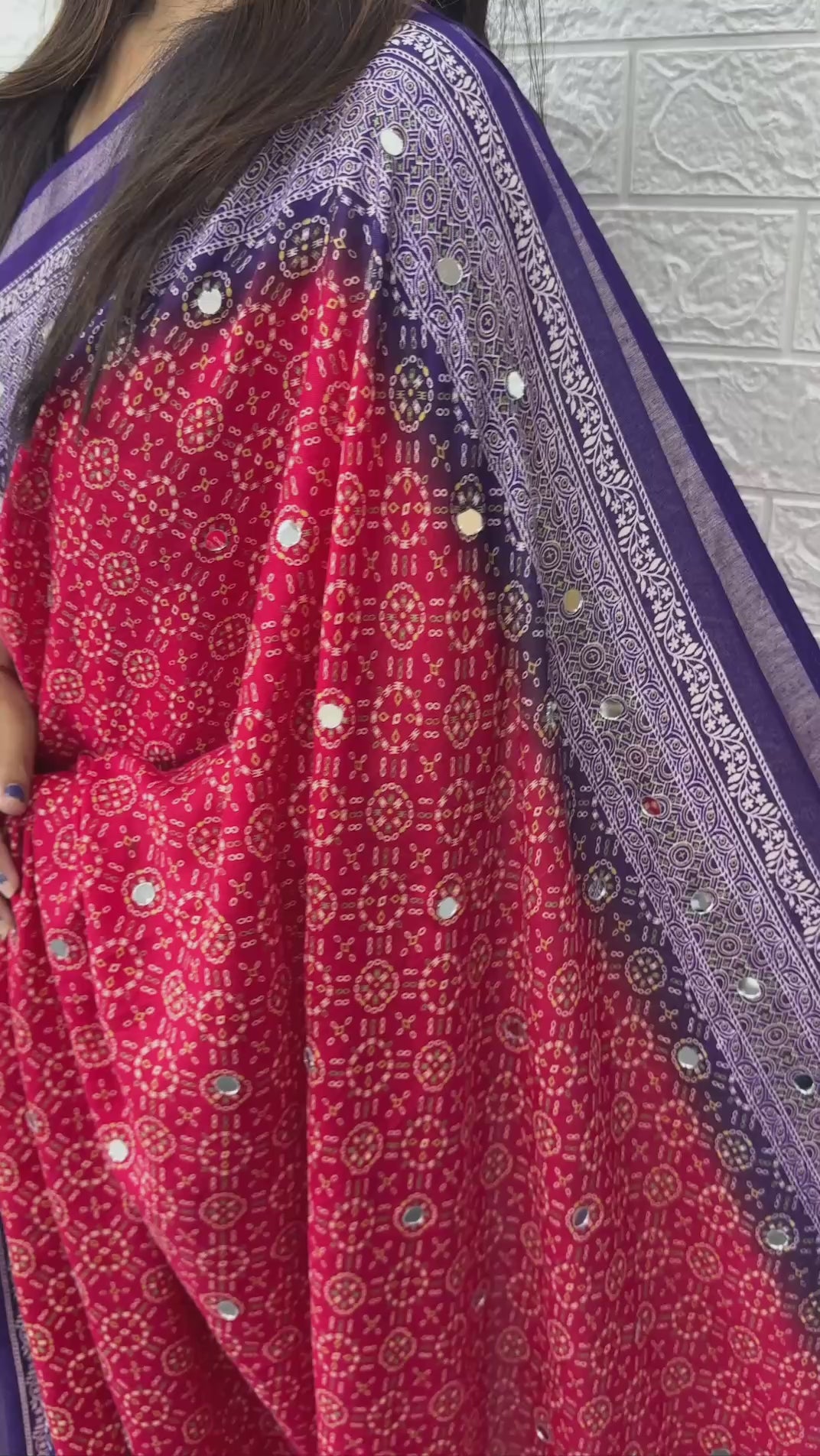 Heavy Mal Cotton Silk Mirror Work Saree