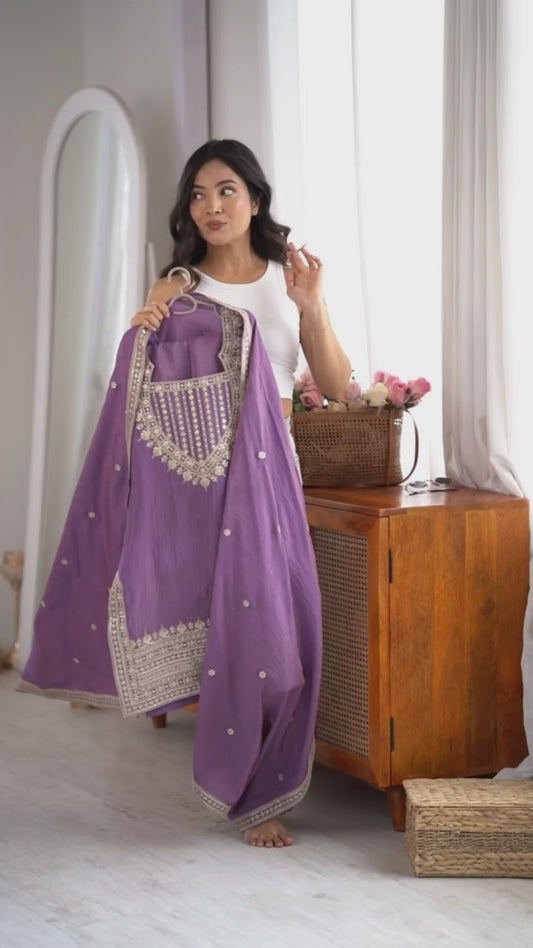 Women Ethnic Motifs Embroidered Regular Thread Work Kurta with Patiala & With Dupatta